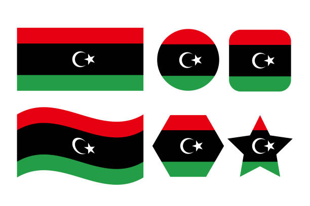 libia flaga prosta ilustracja na dzień niepodległości lub wyborów - libyan flag stock illustrations