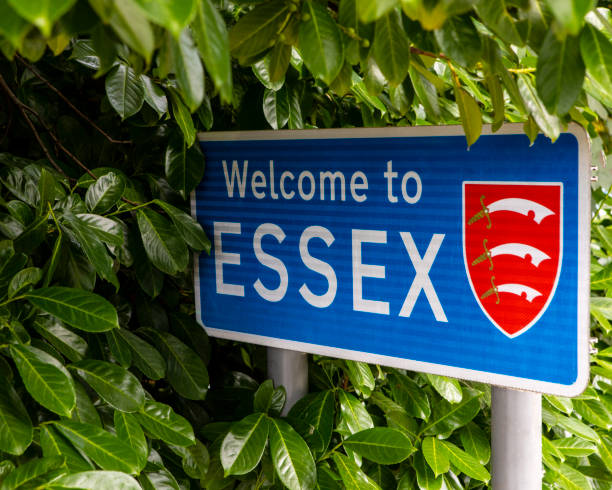 Welcome to Essex A sign welcoming people to the county of Essex in the UK. braintree essex photos stock pictures, royalty-free photos & images