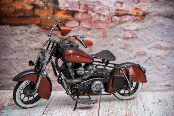 Red colored vintage motorcycle model