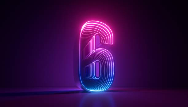 istock 3d render, number six, digital symbol, pink blue gradient neon light glowing in the dark 1331659043