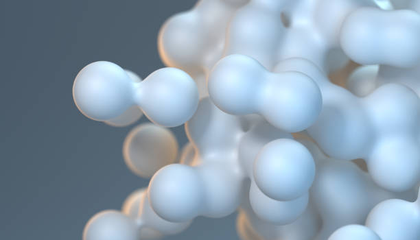 struttura nano molecolare astratta. sfere 3d - hydrogen molecule white molecular structure foto e immagini stock