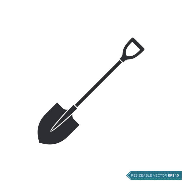 schaufel - gartensymbol vektorvorlage eps 10 - gardening equipment trowel gardening fork isolated stock-grafiken, -clipart, -cartoons und -symbole
