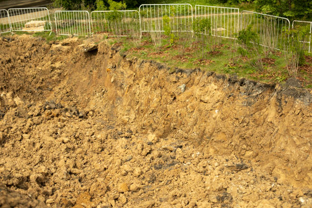 istock Dug up earth. Construction excavation of soil. 1331667047