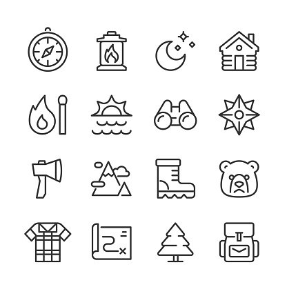 Vector outline icon set appropriate for web and print applications. Designed in 48 x 48 pixel square with 2px editable stroke. Pixel perfect.