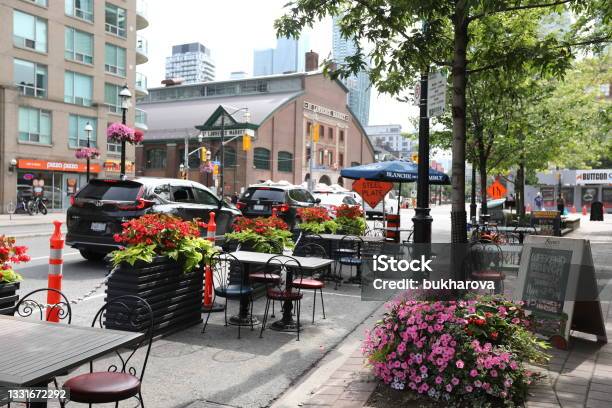 St Lawrence Marker Area In Toronto Stock Photo - Download Image Now - Toronto, Patio, Town Square