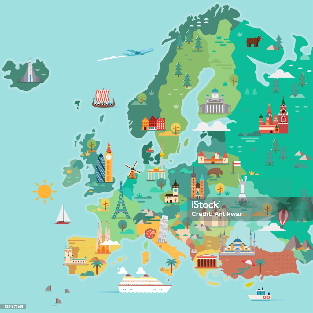 Map of Europe. - Royalty-free Avrupa Vector Art
