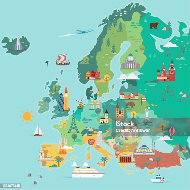 Map Of Europe Stok Vektör Sanatı & Avrupa‘nin Daha Fazla Görseli - Avrupa, Harita, Avrupa Birliği