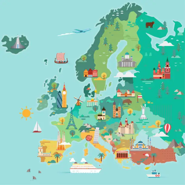 Vector illustration of Map of Europe.