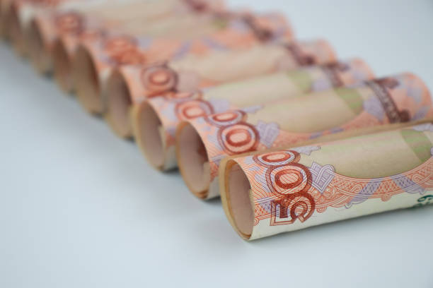 istock Russian 5000 banknotes closeup. Money background. Selective focus. 1331676340
