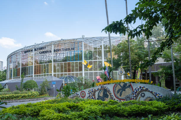 View of Bangkok Butterfly Garden and Insectarium, the situated in to the southeast of the Vachirabenjatas Park or Rot Fai Park in Bangkok, Thailand. stock photo