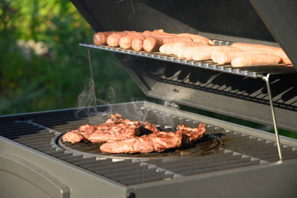 istock Grilled beef meat outside. BBQ grill. Barbecue party. 1331679149
