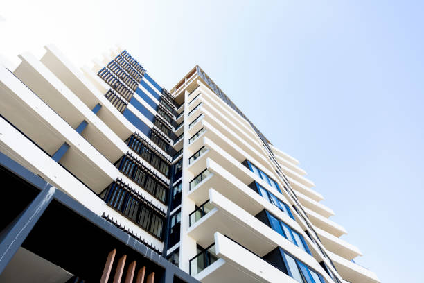 istock Modern apartment buildings, sky background with copy space 1331682083