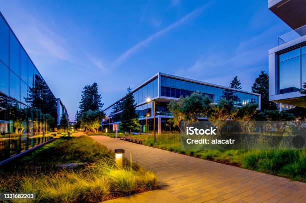 Office Park Stock Photo - Download Image Now - Office Park, Night, Business