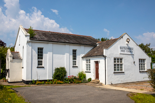 A view of Battlesbridge Free Church in the village of Battlesbridge in Essex, UK.