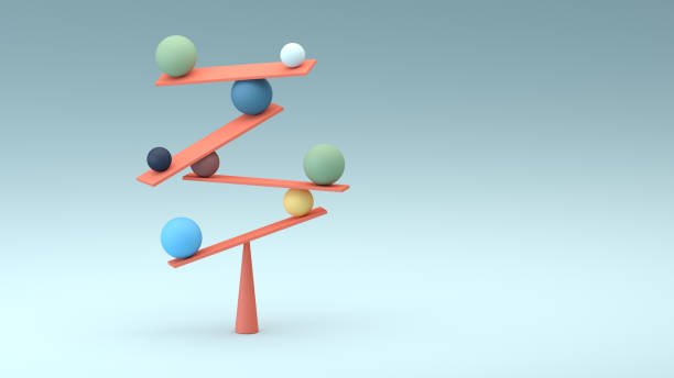 istock Jenga game color block tower with balls 1331686768
