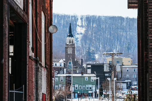 Street in Bethlehem residential district, Pennsylvania, USA