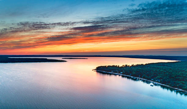 istock Higgins Lake Drone  Summer Sunset 1331688228