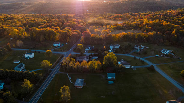 istock Sunset over the small American town in mountains. 1331693602