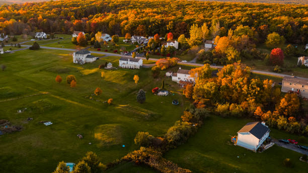 istock Sunset over the small American town in mountains. 1331693685