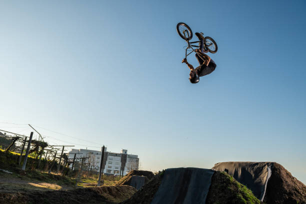 istock BMX Bike back flip jump 1331697088