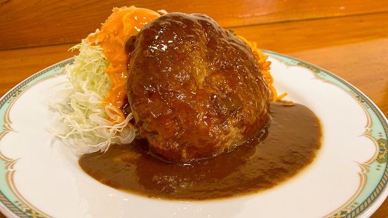 Hamburger steak in western restaurant in Japan