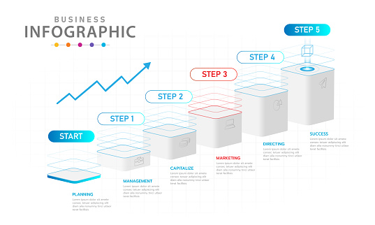Infographic template for business. 6 Steps Modern Sci-fi project timeline, presentation vector infographic.