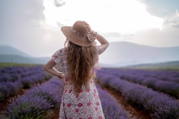 istock Young woman at a lavender field 1331723531