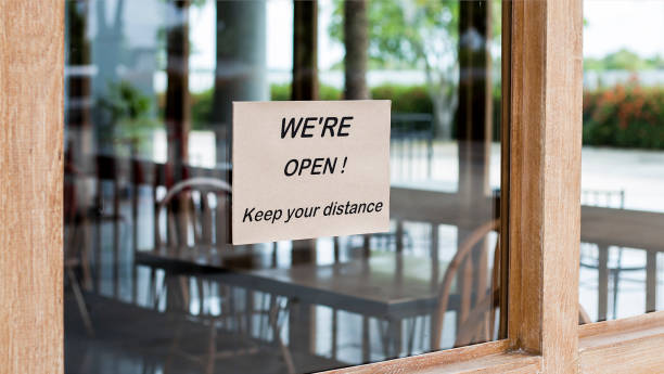 istock We are open keep distance during covid situation. 1331725349
