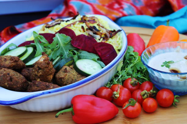 istock Falafel plate with rice and veggies 1331725836