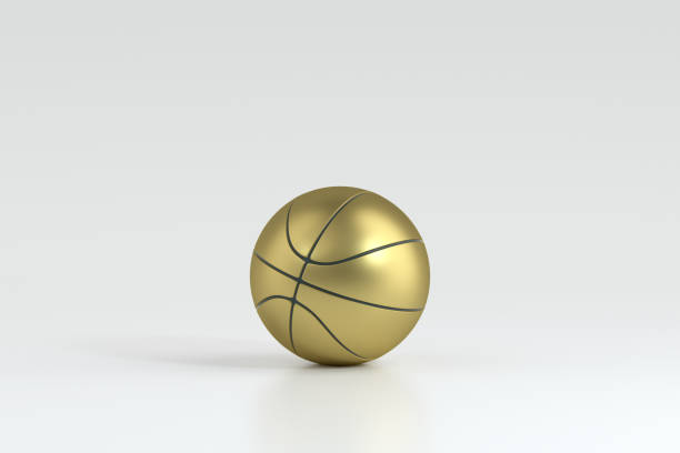 3d renderização esporte basquete de ouro - gold ball sphere basketball - fotografias e filmes do acervo