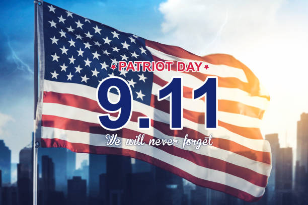 istock Patriot day text with American flag 1331733711