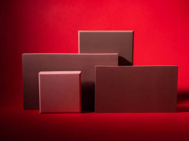 istock Geometric design shape podium on red background 1331735755