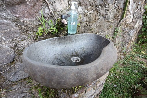 a sink made of natural stone