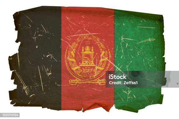Afghanistan Flag Old Isolated On White Background Stock Photo - Download Image Now