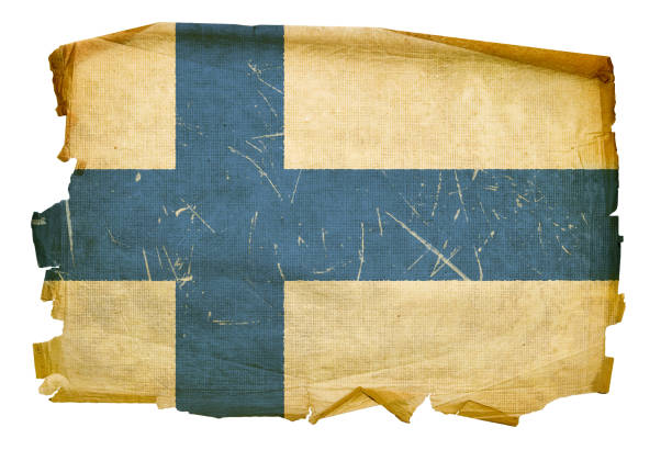 istock Finland Flag old, isolated on white background. 1331741319