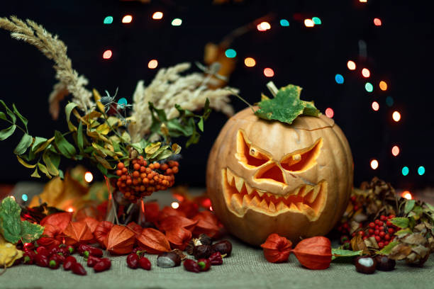 istock Halloween Still life with Jack-o-Lantern pumpkin 1331747326