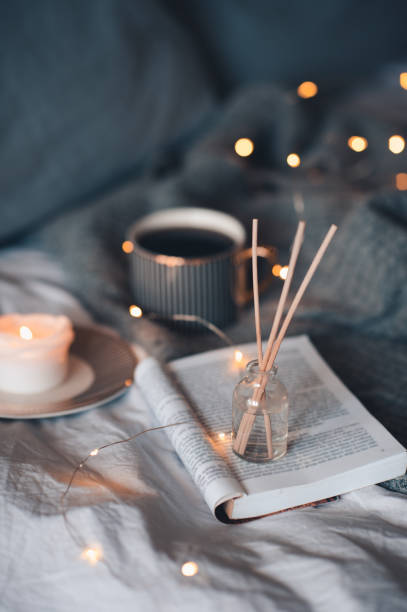 istock Liquid home perfume with candle in bed 1331747989
