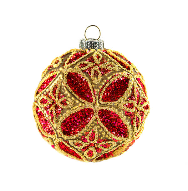 istock Christmas ball red close up isolated on white background. 1331754969