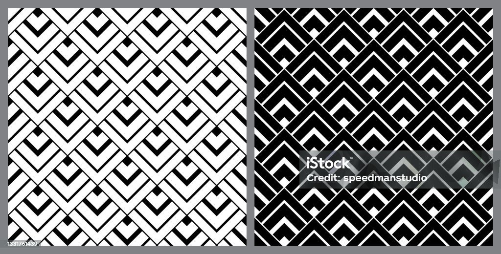 Shape Hitam Seamless Diamond Shape Background Pattern Hitam Putih Ilustrasi Stok ...