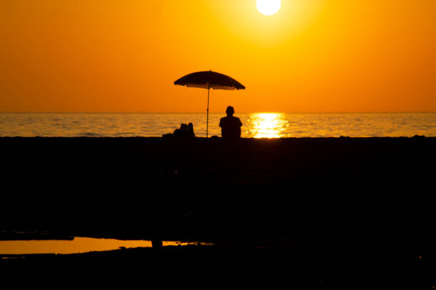Albinia, Tuscany, Italy: Sunset on the beach of the camping villages of Albinia