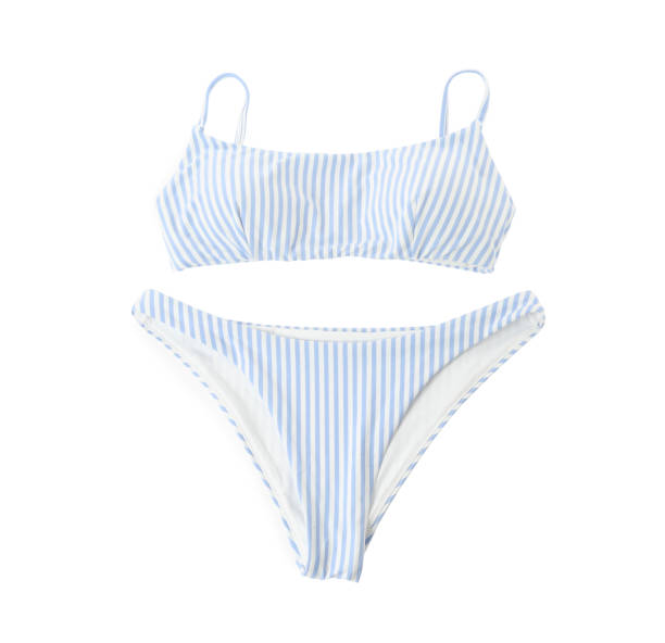 istock Stylish bikini isolated on white, top view 1331765406