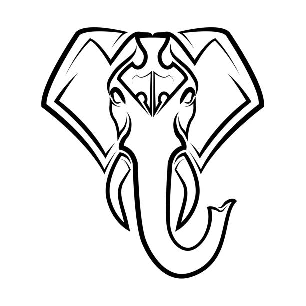 Black and white line art of the front of the elephant's head. Good use for symbol, mascot, icon, avatar, tattoo, T Shirt design, logo or any design Black and white line art of the front of the elephant's head. Good use for symbol, mascot, icon, avatar, tattoo, T Shirt design, logo or any design animals tattoos stock illustrations