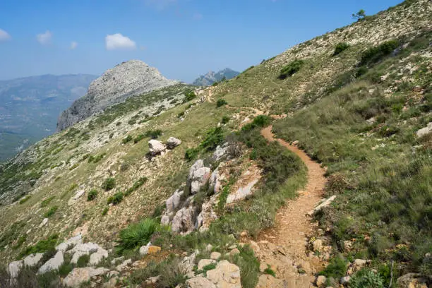 freedom on a remote path in the beautiful mountains in Spain