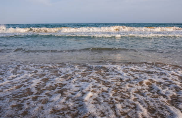 Beach of Mediterranean sea in the Calafell, Spain