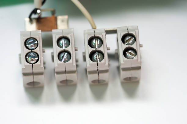 Terminal block and connector for electric cable closeup