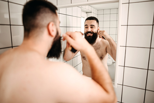 Man in the bathroom preparing to shave