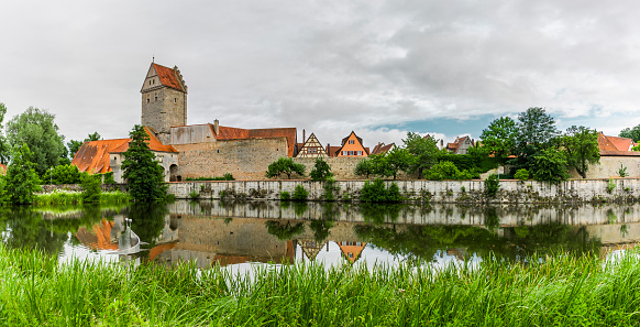 Rothenburg Gate and pond of Dinkelsbühl in Bavaria