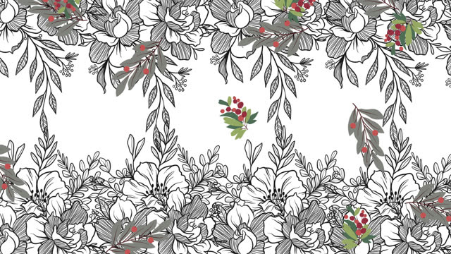 Digital animation of multiple leaves icons against floral designs on white background