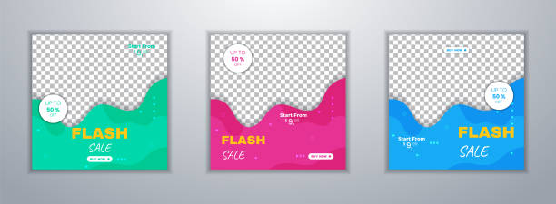 Flash sale social media post template design with trendy abstract square style. Can be use for social media posts, mobile apps, banners design and web/internet ads Flash sale social media post template design with trendy abstract square style. Can be use for social media posts, mobile apps, banners design and web/internet ads puzzle borders stock illustrations