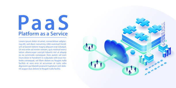 ilustrações de stock, clip art, desenhos animados e ícones de paas platform as a service concept infographic. isometric 3d vector illustration of different modules purchased via the cloud by end users - iaas